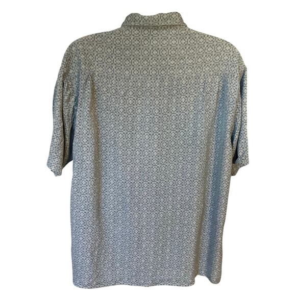 Ocean Pacific Washable Silk Blue Geometric Print Button Down Size XXL - Picture 3 of 6